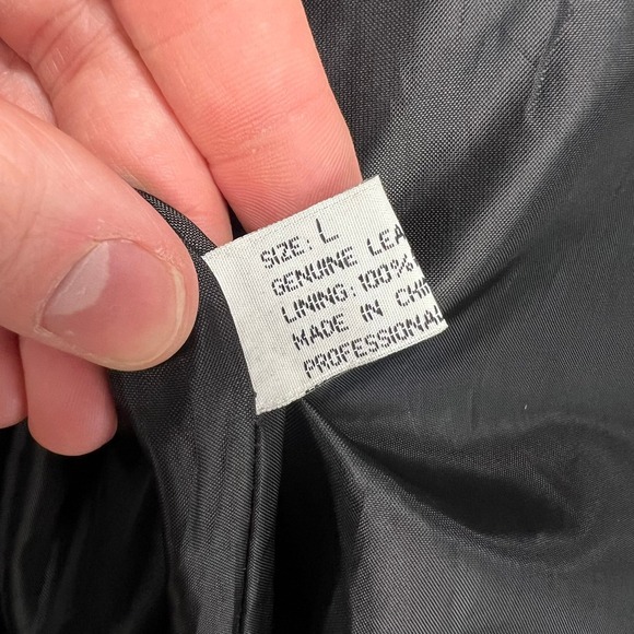 Vintage Mens Black Patchwork Leather Bomber Jacket God Bless America Eagle Large - Picture 8 of 12